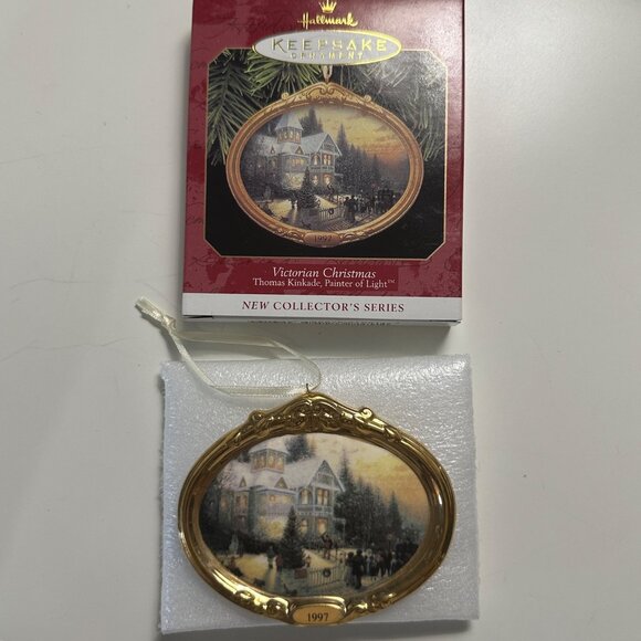 Hallmark Keepsake Victorian Christmas Thomas Kinkade 1997 in box Ornament lot 1 - Picture 1 of 5